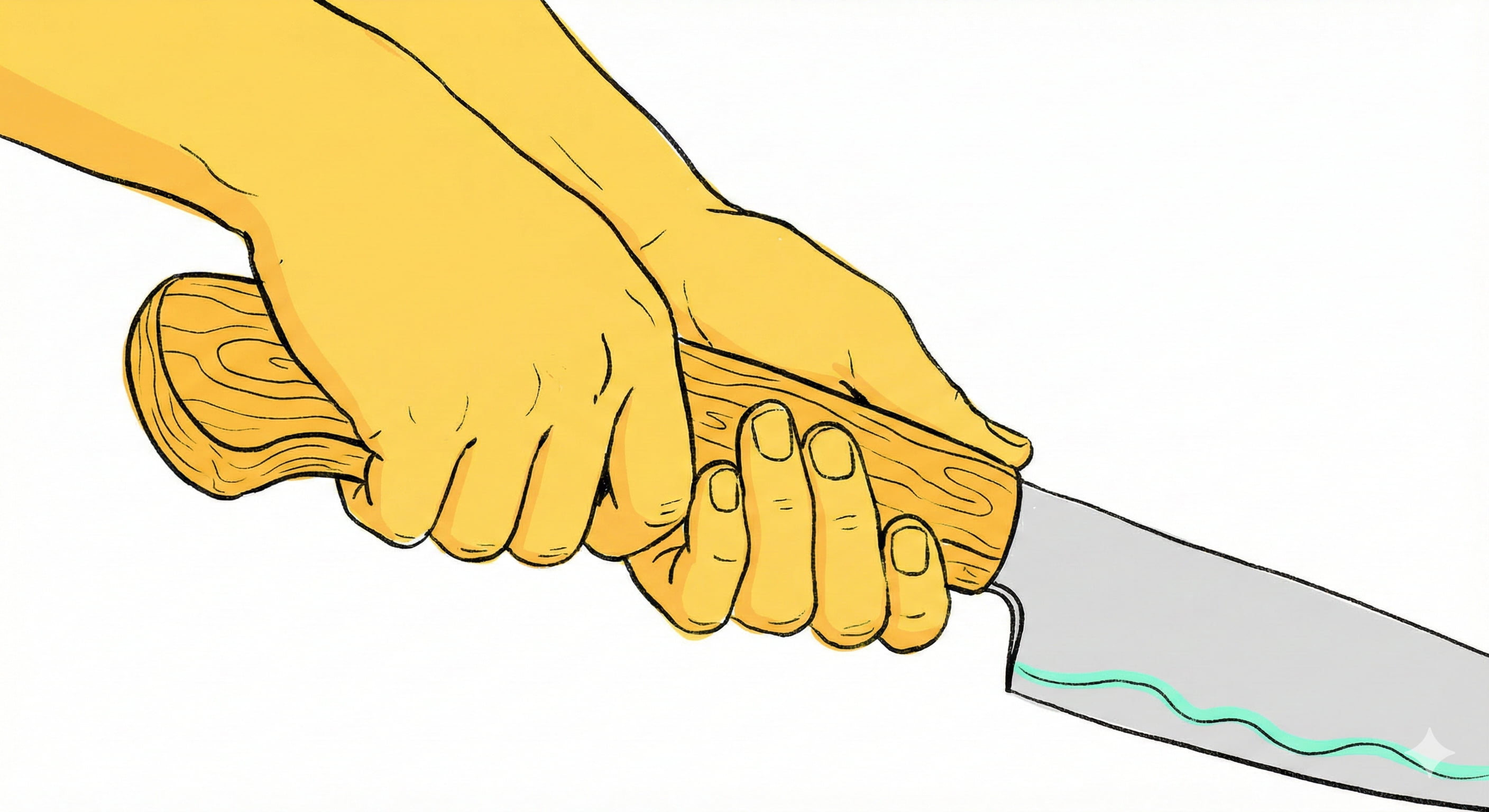 Hands gripping a knife handle with confidence